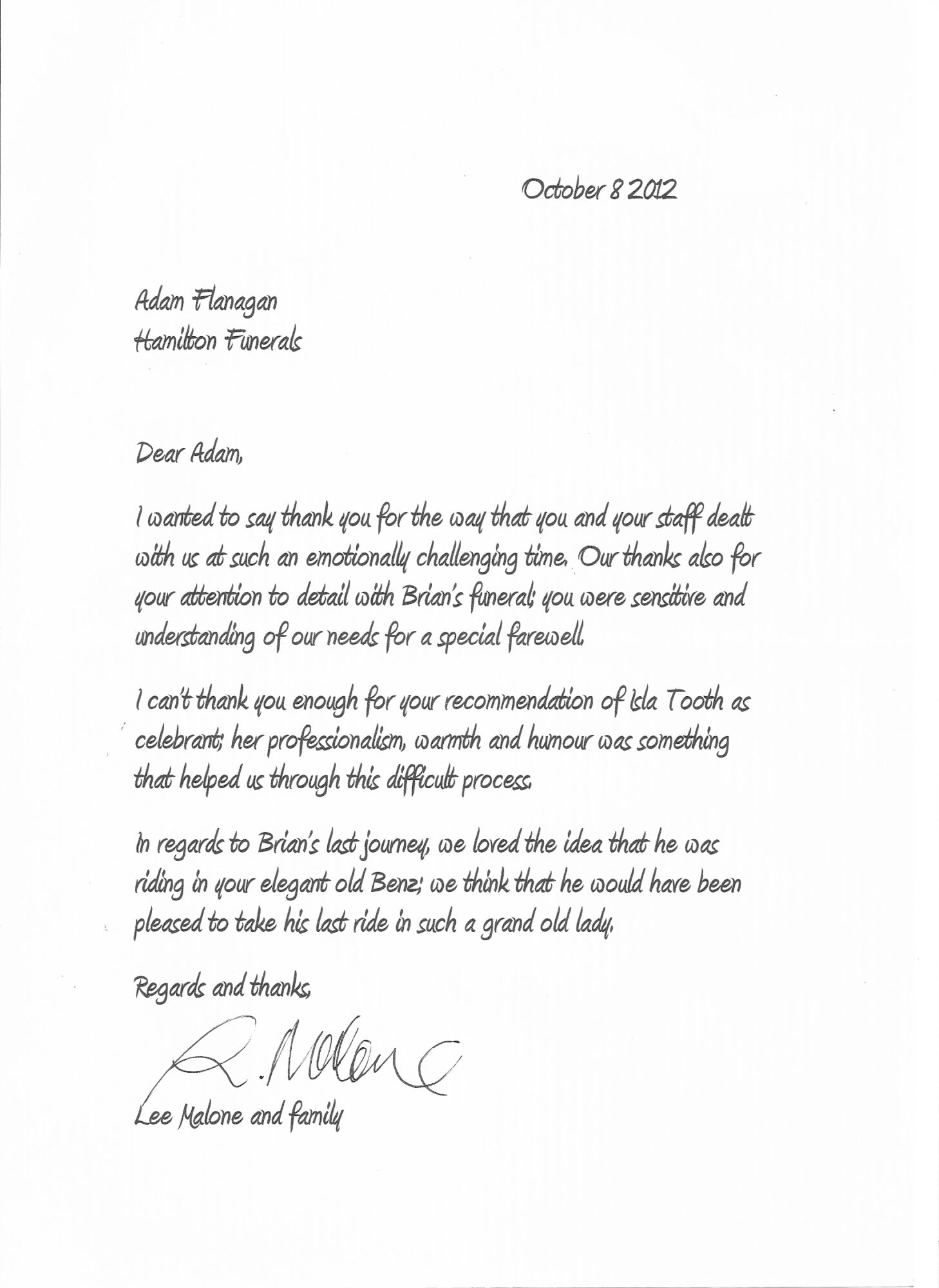 Lee Malone And Family Testimonial